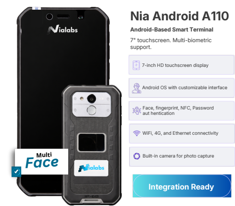 Nialabs Nia Android A110 multi-biometric smart terminal