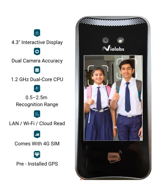 Nialabs NiaFace A100 smart bus attendance and GPS tracking system